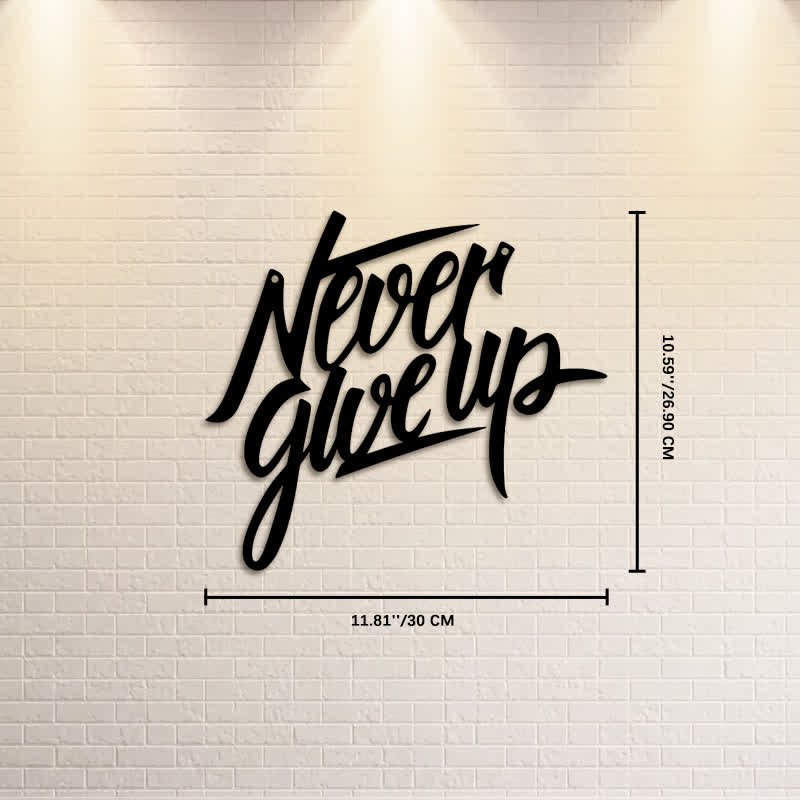 Buddha Stones "Never Give Up" Black Script Iron Metal Wall Decor - Approx. 30cm x 26.90cm x 0.1cm / 11.81in x 10.59in x 0.04in - image 4