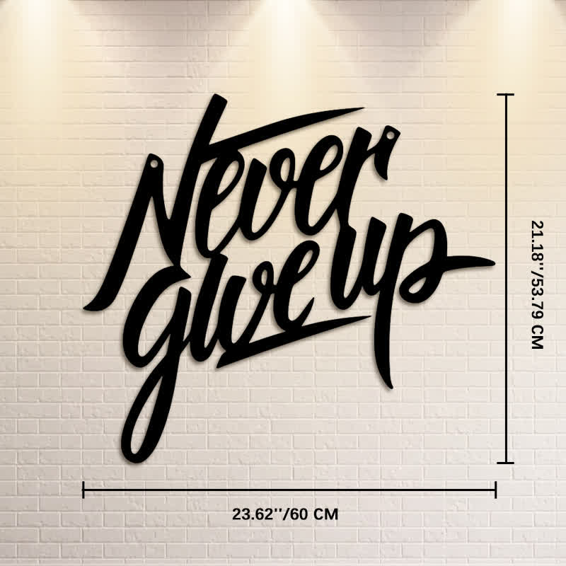 Buddha Stones "Never Give Up" Black Script Iron Metal Wall Decor - Approx. 60cm x 53.79cm x 0.12cm / 23.62in x 21.18in x 0.05in - image 13