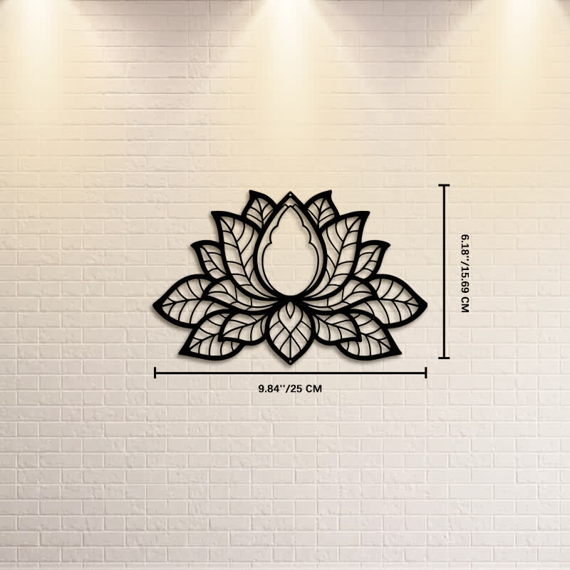 Buddha Stones Metal Lotus Enlightenment Silhouette Iron Meaningful Symbols Wall Art - Approx. 25cm x 15.69cm x 0.1cm / 9.84in x 6.18in x 0.04in - image 2