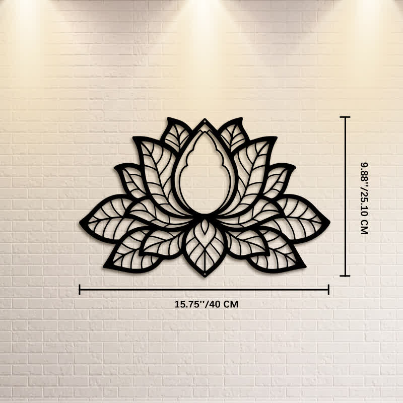 Buddha Stones Metal Lotus Enlightenment Silhouette Iron Meaningful Symbols Wall Art - Approx. 40cm x 25.10cm x 0.1cm / 15.75in x 9.88in x 0.04in - image 8