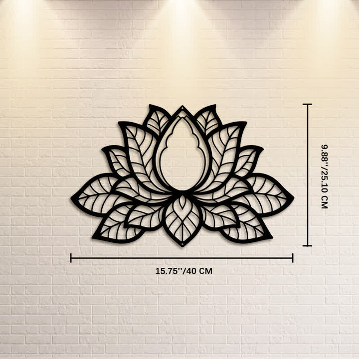 Buddha Stones Metal Lotus Enlightenment Silhouette Iron Meaningful Symbols Wall Art - Approx. 40cm x 25.10cm x 0.1cm / 15.75in x 9.88in x 0.04in - image 8