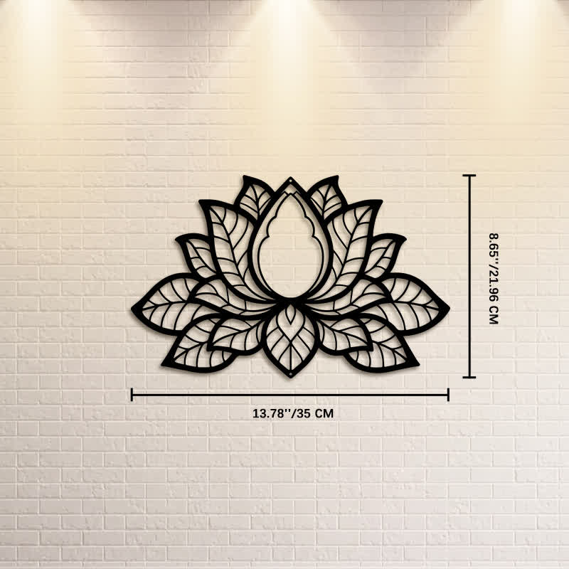 Buddha Stones Metal Lotus Enlightenment Silhouette Iron Meaningful Symbols Wall Art - Approx. 35cm x 21.96cm x 0.1cm / 13.78in x 8.65in x 0.04in - image 6