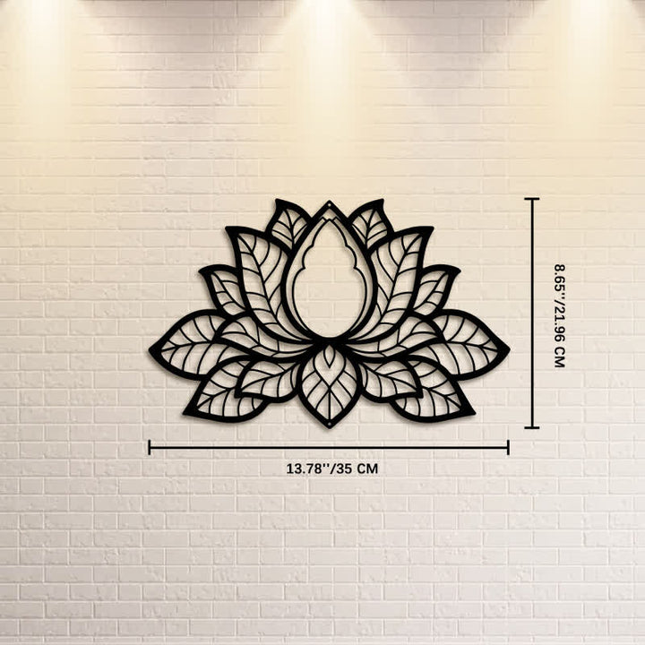 Buddha Stones Metal Lotus Enlightenment Silhouette Iron Meaningful Symbols Wall Art - Approx. 35cm x 21.96cm x 0.1cm / 13.78in x 8.65in x 0.04in - image 6