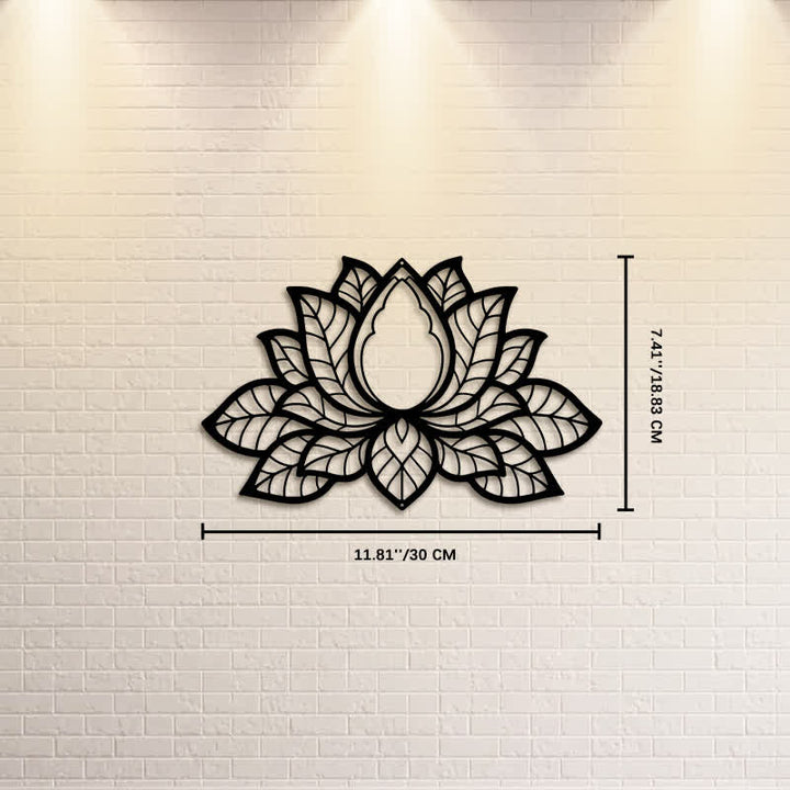 Buddha Stones Metal Lotus Enlightenment Silhouette Iron Meaningful Symbols Wall Art - Approx. 30cm x 18.83cm x 0.1cm / 11.81in x 7.41in x 0.04in - image 4