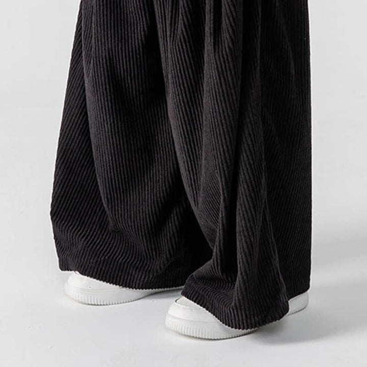 Buddha Stones Fall Winter Casual Drawstring Solid Long Pants Corduroy Men's Wide Leg Pants With Pockets - image 41