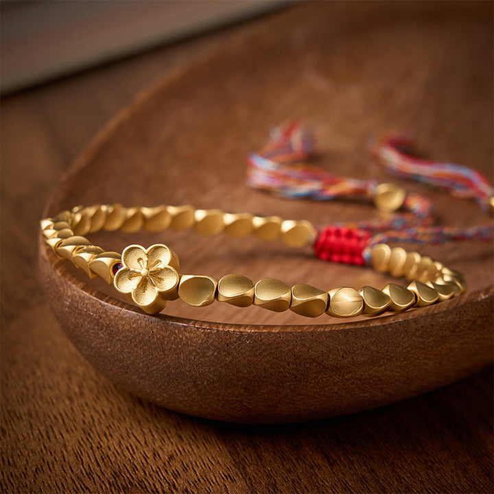 Buddha Stones Tibetan Copper Beads Peach Blossom Flower Colorful String Bracelet - image 1