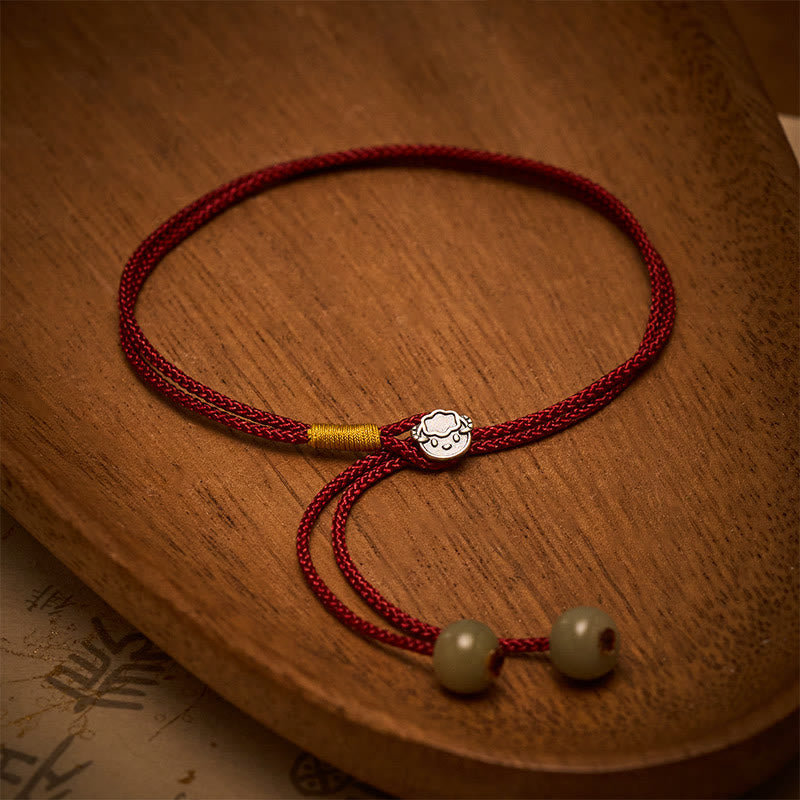 Buddha Stones Vintage 925 Sterling Silver Chinese Zodiac Luck Braided Red String Bracelet - image 1