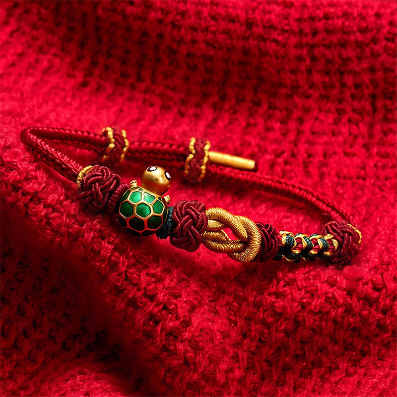 Buddha Stones Hand-Woven Copper Turtle Red String Protection Bracelet - image 12