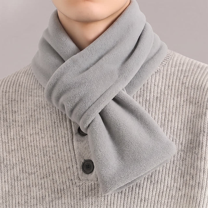 Buddha Stones Fall Winter Plush Cross Front Neck Warmer Minimalist Men's Scarf - LightGray - image 4