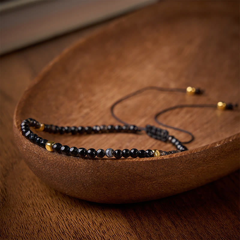 Buddha Stones Dark Brown Striped Agate Braided Adjustable Grounding Bracelet - image 2