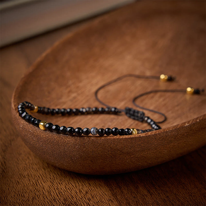 Buddha Stones Dark Brown Striped Agate Braided Adjustable Grounding Bracelet - image 2