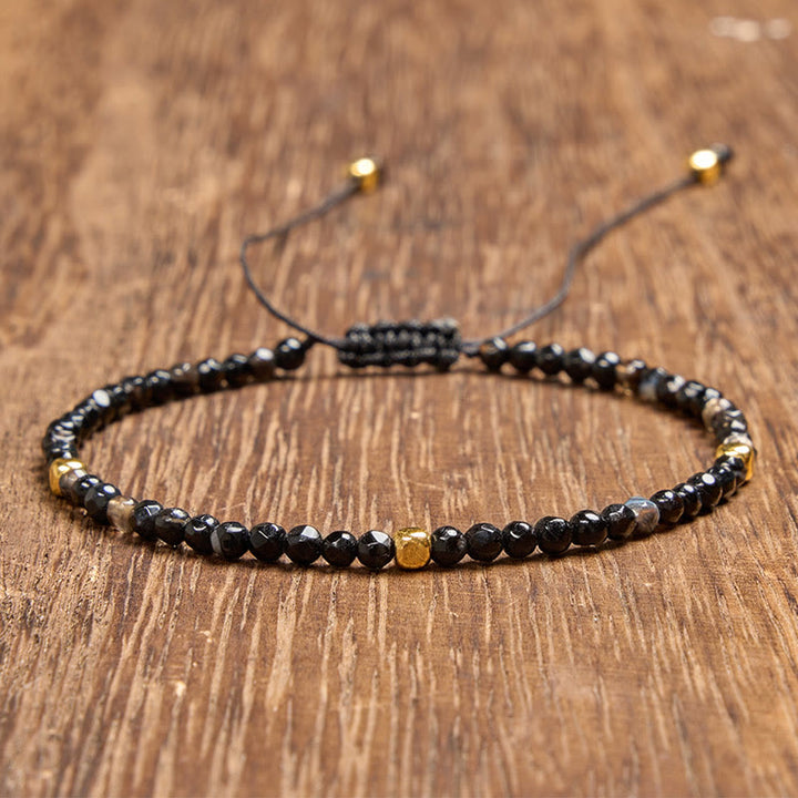 Buddha Stones Dark Brown Striped Agate Braided Adjustable Grounding Bracelet - Dark Brown Striped Agate (Wrist Circumference: 6.3–6.7 in /16-17 cm) - image 0
