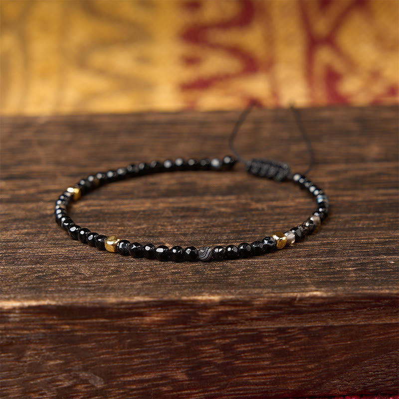 Buddha Stones Dark Brown Striped Agate Braided Adjustable Grounding Bracelet - image 3