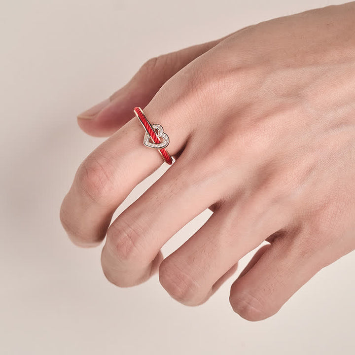 Buddha Stones Copper Red String Heart Luck Open Ring - image 12