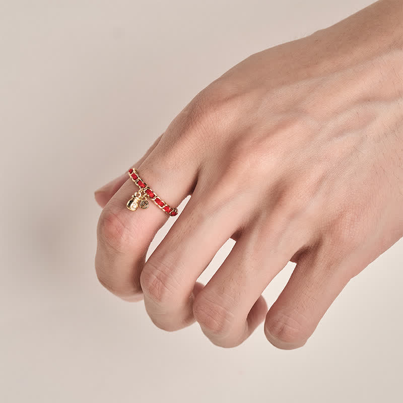 Buddha Stones Copper Red String Chinese Coin Good Fortune Fortune Pouch Open Ring - image 4
