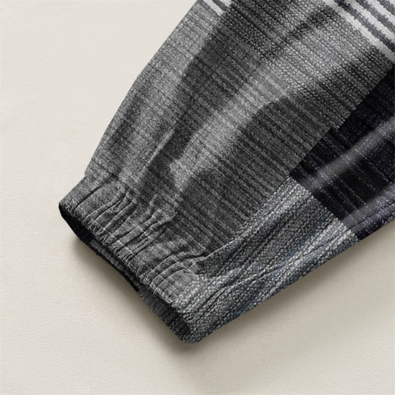 Buddha Stones Pure Cotton Patchwork Plaid Stripe Pattern Drawstring Men's Harem Pants With Pockets - image 16