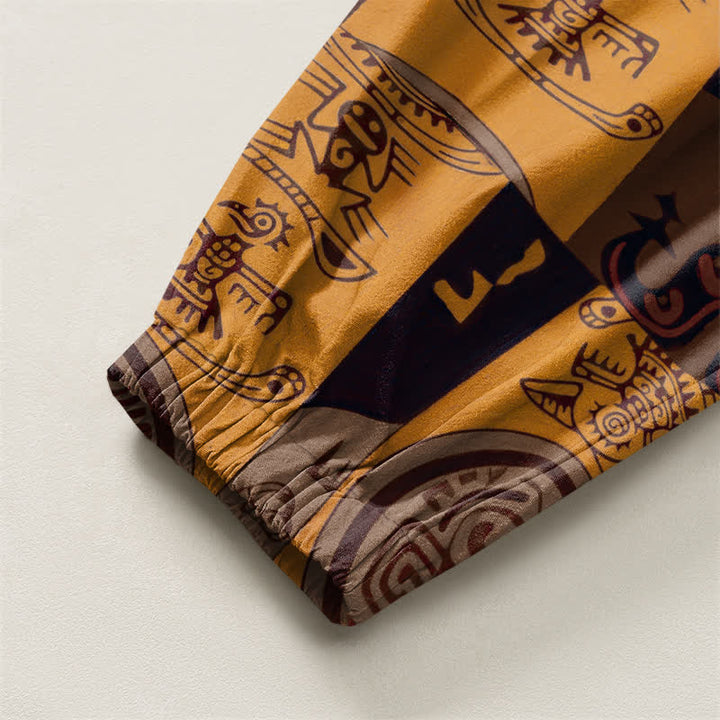Buddha Stones Pure Cotton Tribal Medallion Patchwork Pattern Drawstring Men's Harem Pants With Pockets - image 16
