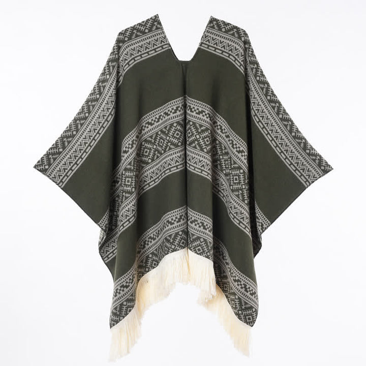 Buddha Stones Fall Winter Boho Geometric Stripe Tassel Women's Shawl - image 8