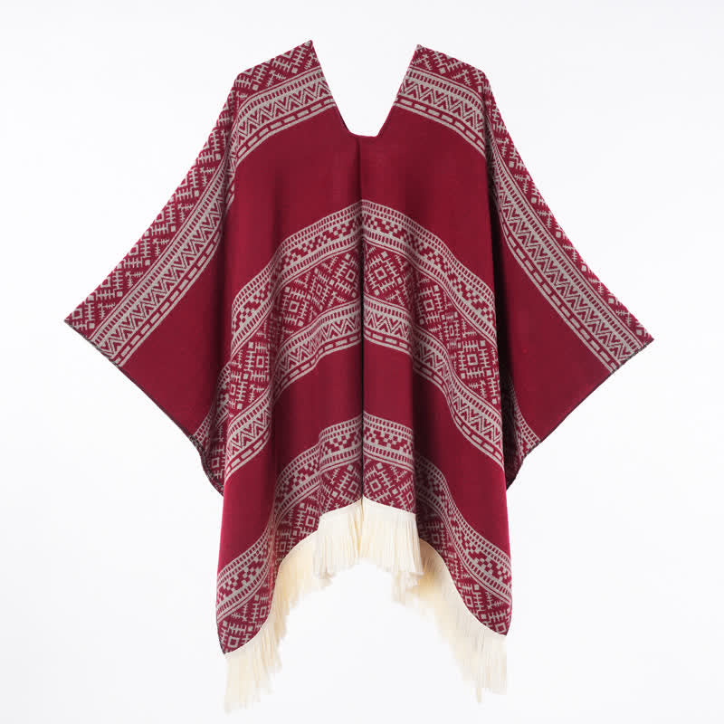 Buddha Stones Fall Winter Boho Geometric Stripe Tassel Women's Shawl - image 20