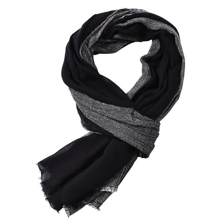 Buddha Stones Spring Fall Two-Colored Woven Tassel Men's Scarf - Black - image 6