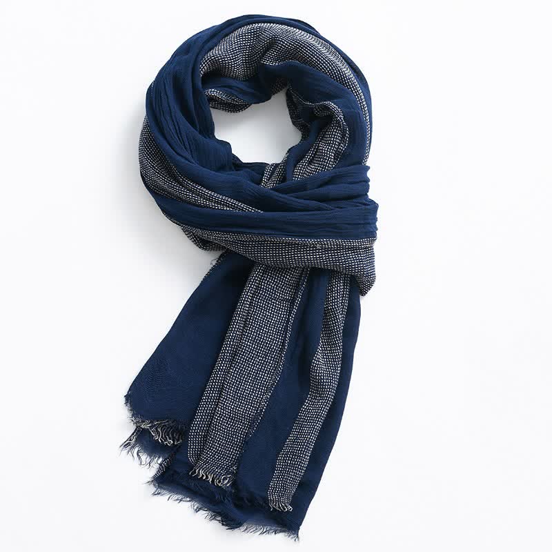 Buddha Stones Spring Fall Two-Colored Woven Tassel Men's Scarf - image 1