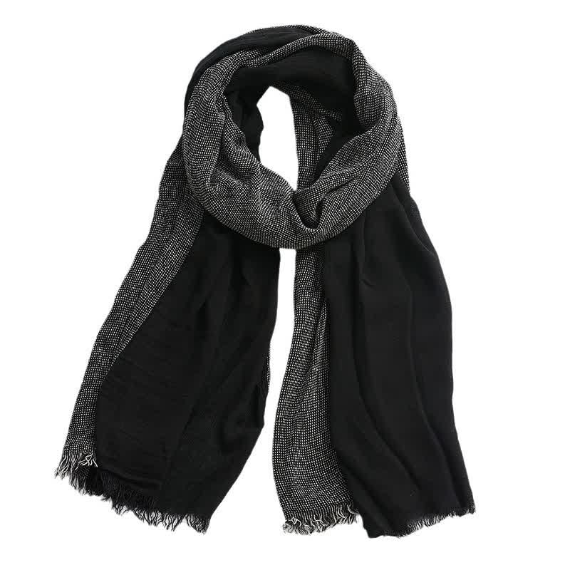 Buddha Stones Spring Fall Two-Colored Woven Tassel Men's Scarf - image 8