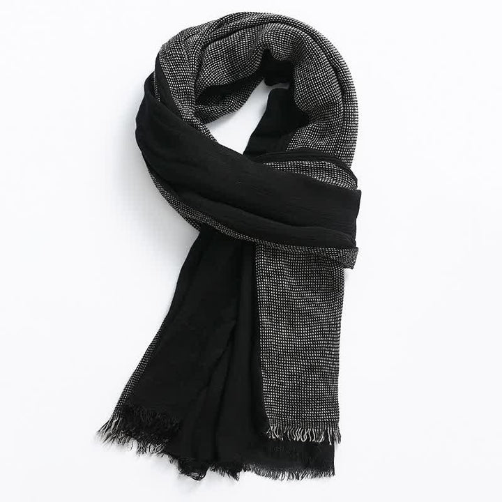 Buddha Stones Spring Fall Two-Colored Woven Tassel Men's Scarf - image 7