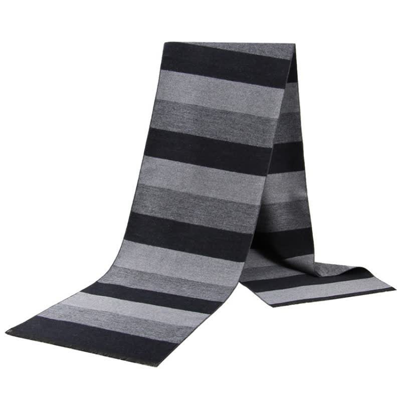 Buddha Stones Fall Winter Classic Charcoal Stripe Fringe Men's Scarf - image 0