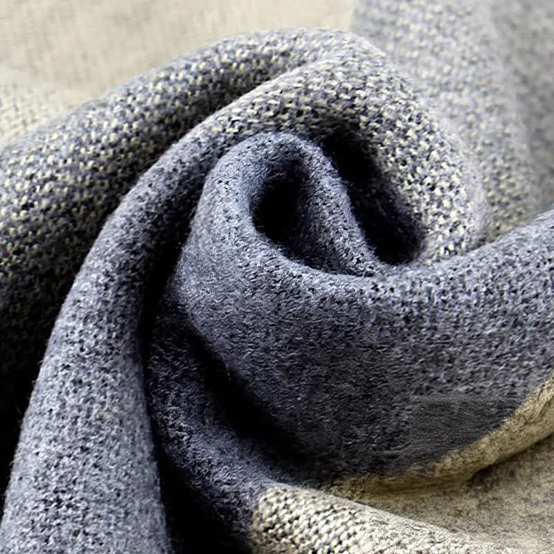 Buddha Stones Fall Winter Classic Charcoal Stripe Fringe Men's Scarf - image 15