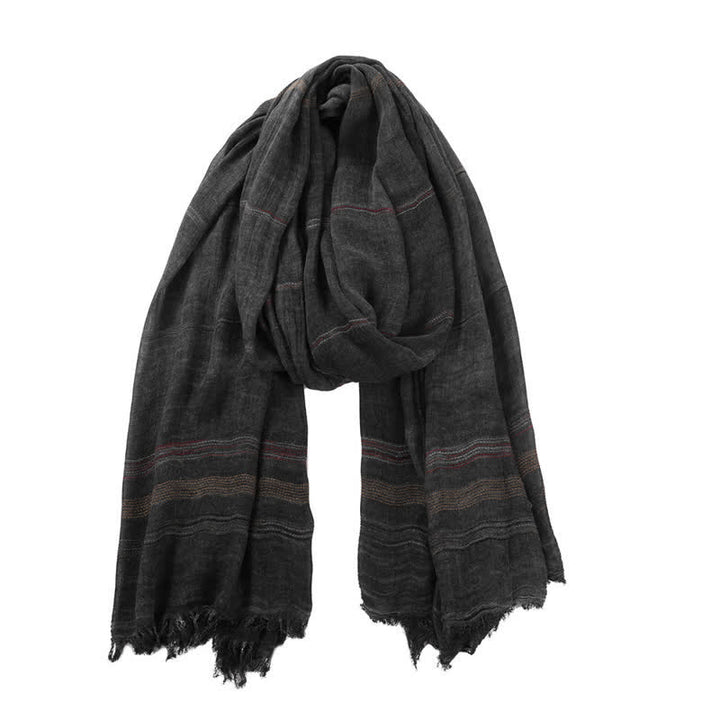 Buddha Stones Spring Fall Vintage Striped Tassel Travel Men's Scarf - image 3
