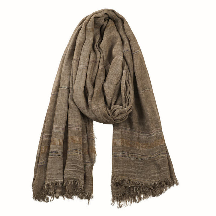 Buddha Stones Spring Fall Vintage Striped Tassel Travel Men's Scarf - image 6