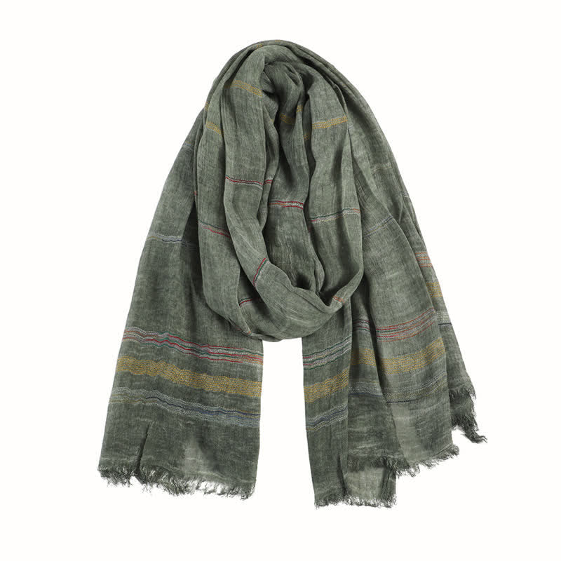 Buddha Stones Spring Fall Vintage Striped Tassel Travel Men's Scarf - image 1