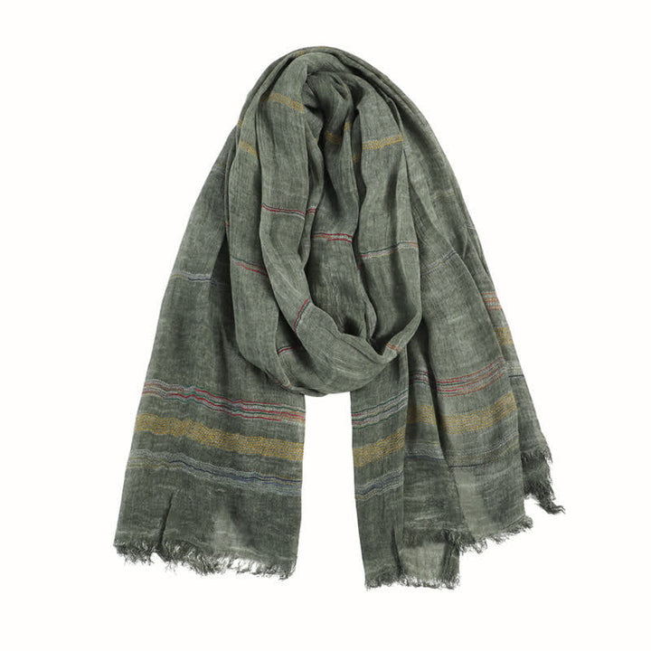 Buddha Stones Spring Fall Vintage Striped Tassel Travel Men's Scarf - image 1