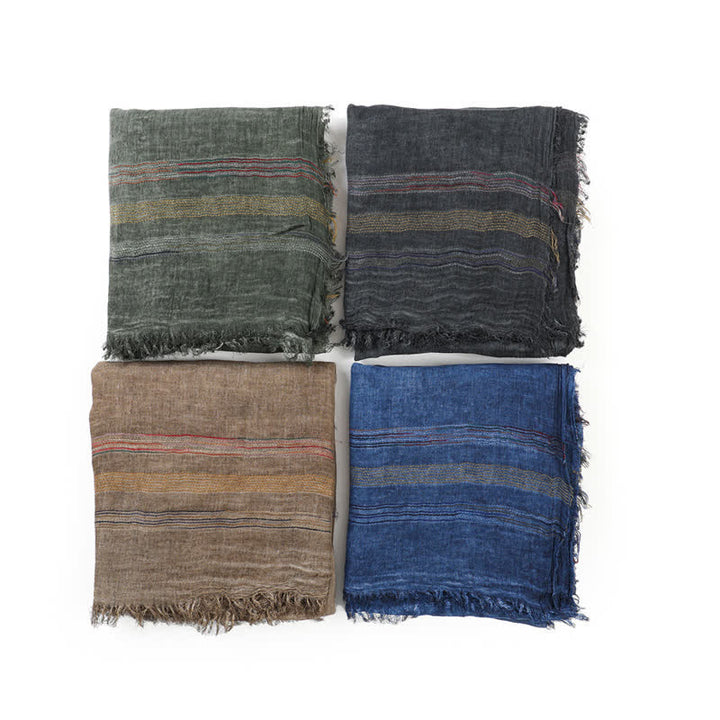 Buddha Stones Spring Fall Vintage Striped Tassel Travel Men's Scarf - image 11