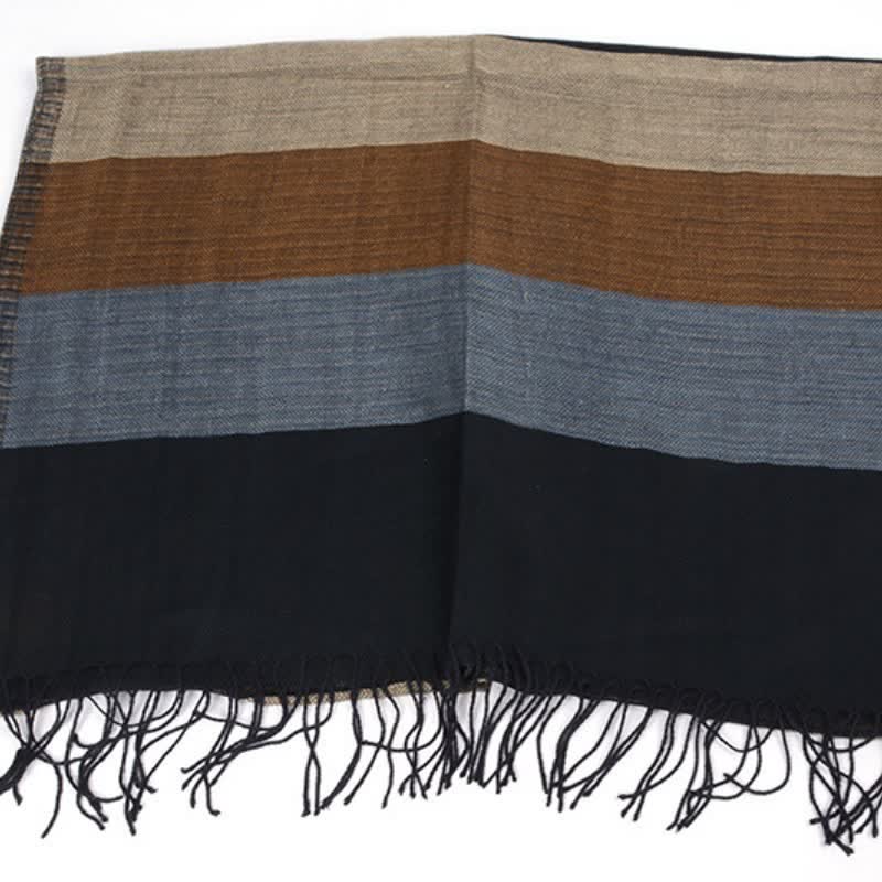 Buddha Stones Fall Winter Contrast Panel Casual Tassel Men's Scarf - image 3