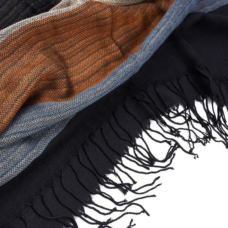 Buddha Stones Fall Winter Contrast Panel Casual Tassel Men's Scarf - image 2