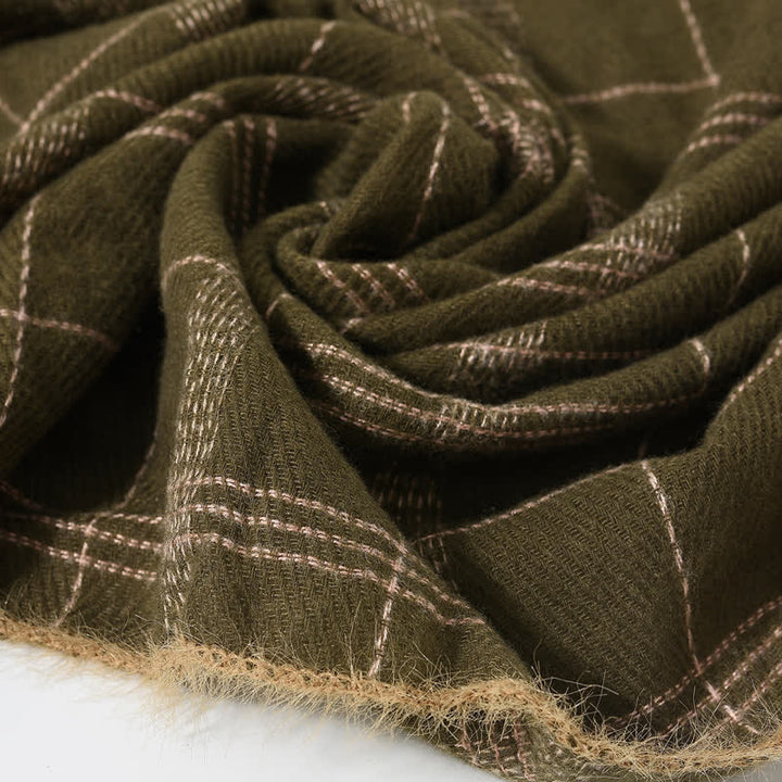 Buddha Stones Fall Winter Plaid Fringe Cozy Knit Men's Scarf - image 9