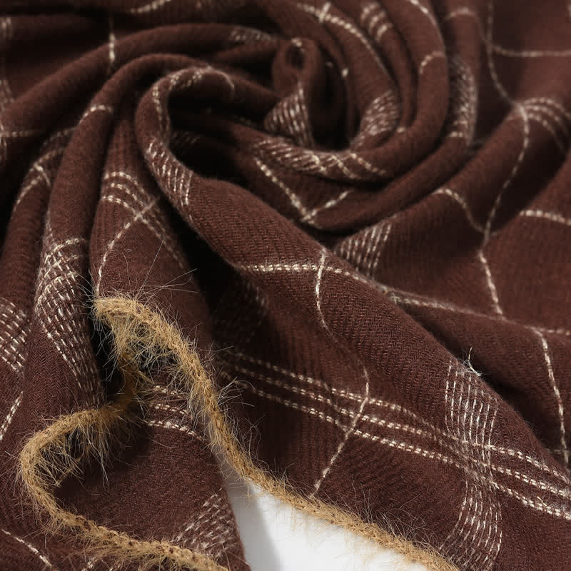 Buddha Stones Fall Winter Plaid Fringe Cozy Knit Men's Scarf - image 12