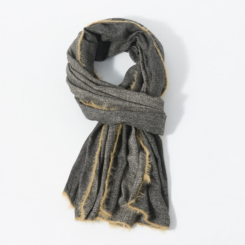 Buddha Stones Fall Winter Soft Drape Fringe Edge Men's Scarf - DimGray - image 1