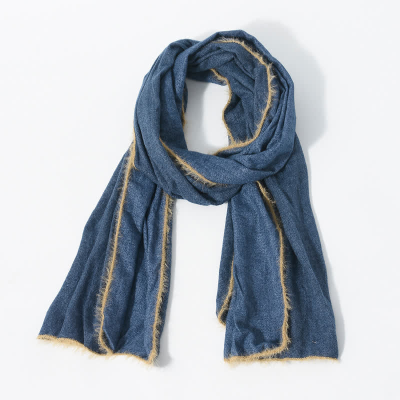 Buddha Stones Fall Winter Soft Drape Fringe Edge Men's Scarf - image 5