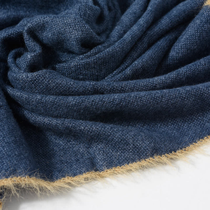 Buddha Stones Fall Winter Soft Drape Fringe Edge Men's Scarf - image 6