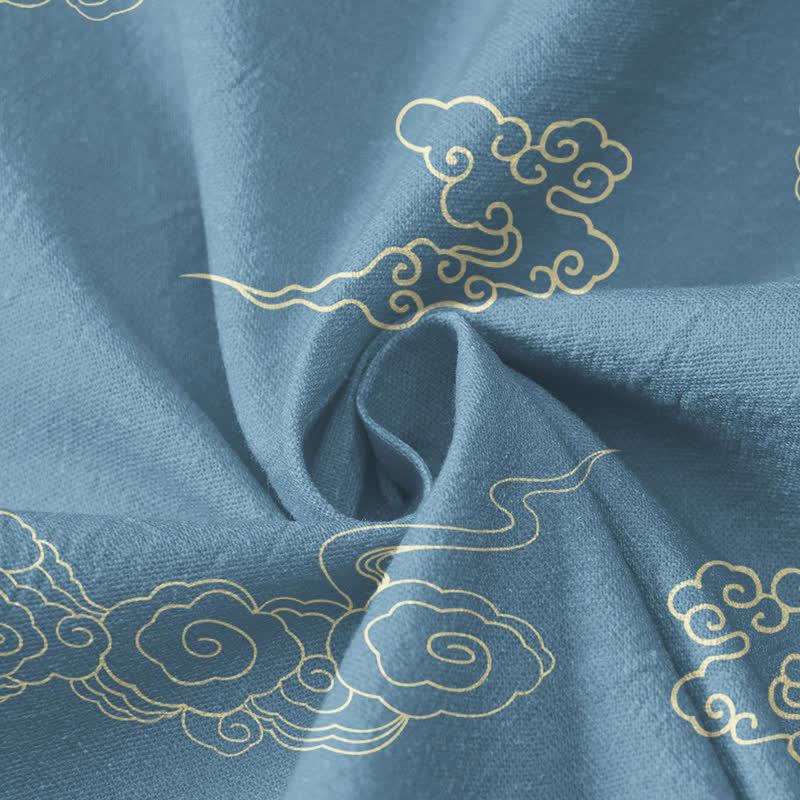Buddha Stones Cotton Cloud Crane Print Hanfu Style Wrap V-Neck Lace-up Women's Long Sleeve Shirts - image 4