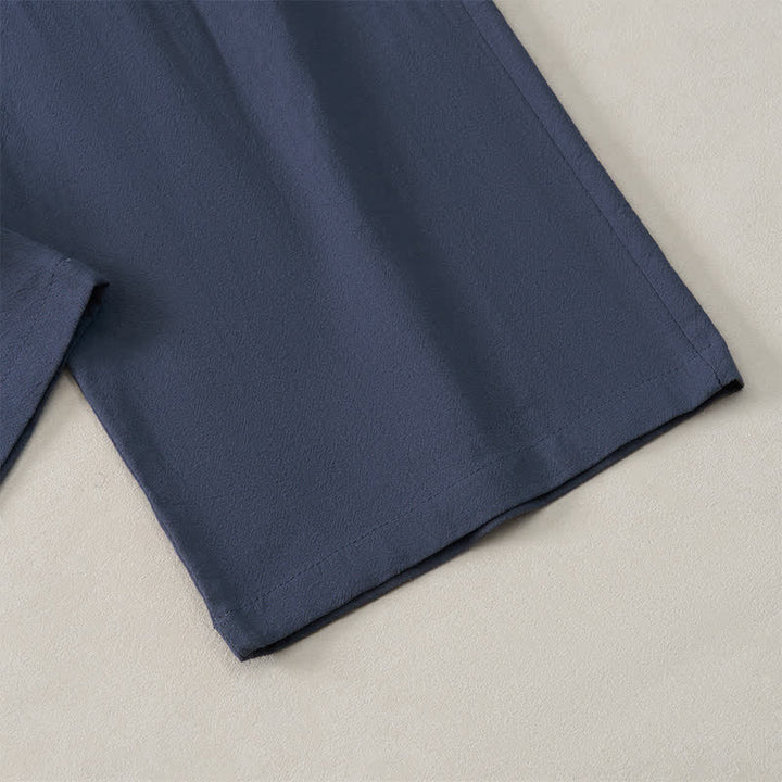 Buddha Stones Spring Summer Classic Decorative Buttons Drawstring Solid Long Pants Men's Straight Leg Pants With Pockets - image 7