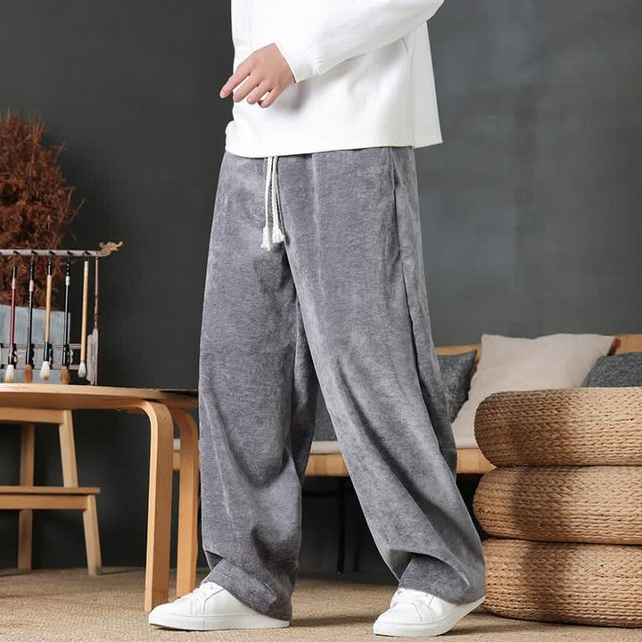 Buddha Stones Fall Winter Casual Drawstring Solid Color Long Pants Men's Straight Leg Pants With Pockets - Gray - US/UK/AU46，EU56 (5XL) - image 20