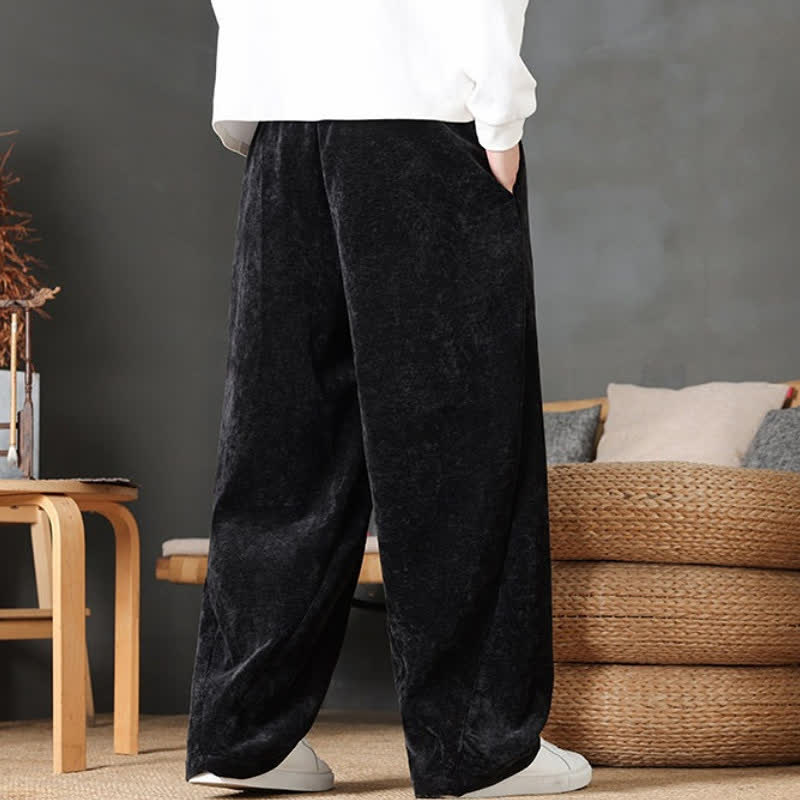 Buddha Stones Fall Winter Casual Drawstring Solid Color Long Pants Men's Straight Leg Pants With Pockets - image 15