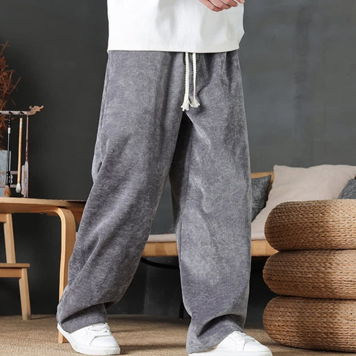 Buddha Stones Fall Winter Casual Drawstring Solid Color Long Pants Men's Straight Leg Pants With Pockets - image 21