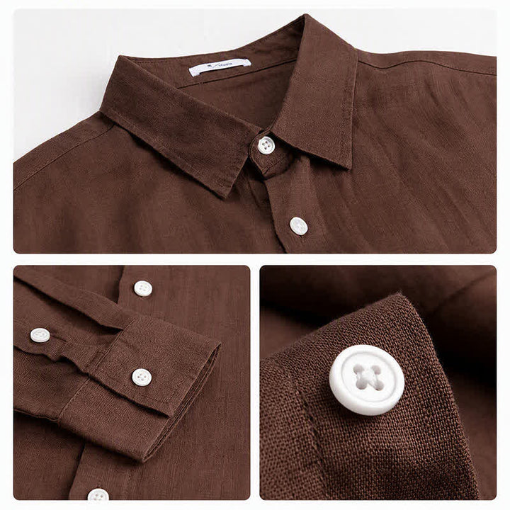 Buddha Stones Spring Fall Casual Minimalist Button-Up Solid Men's Long Sleeve Shirts - image 9