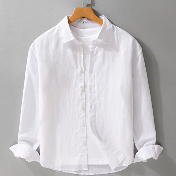 Buddha Stones Spring Fall Casual Minimalist Button-Up Solid Men's Long Sleeve Shirts - image 15