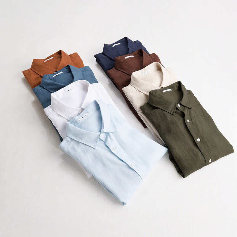 Buddha Stones Spring Fall Casual Minimalist Button-Up Solid Men's Long Sleeve Shirts - image 21