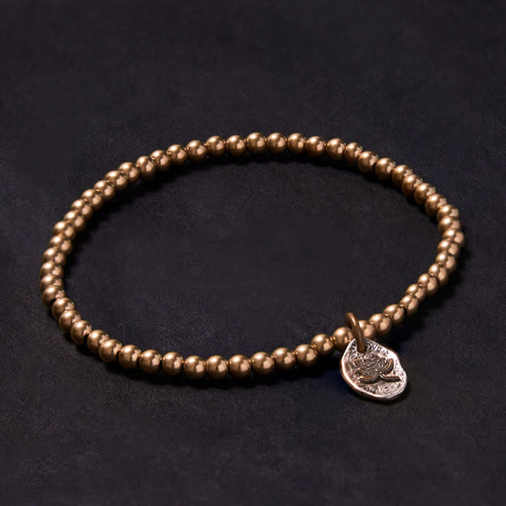 Buddha Stones Copper Beads Lotus Charm Healing Bracelet - 7.1–7.5 in (18–19 cm) - image 0